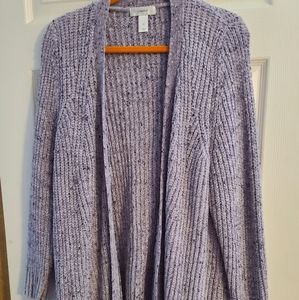 CJ Banks 2X Purple Lavendar Speckled Sweater Cardigan Chenille Cozy Warm